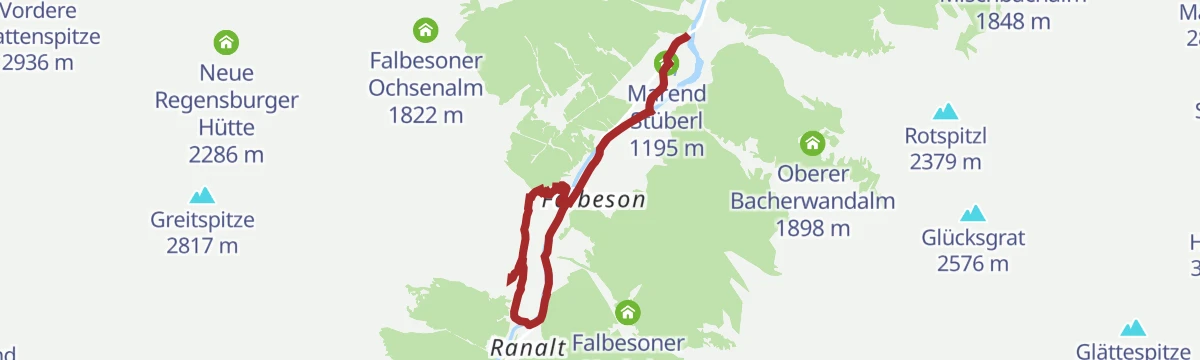Route map: 569 Falbeson Oberhausalm